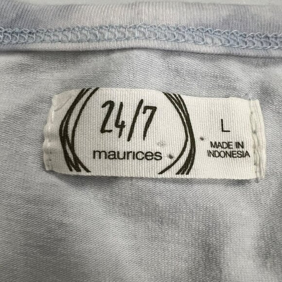 Maurices 24/7 Short Sleeve Tiered Babydoll Dress Light Blue/White Size Large - Picture 8 of 9